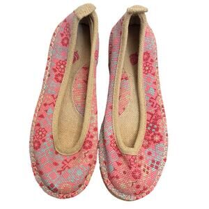Acorn Canvas Spring Espadrille Flat, Size 7, Pink & Multi, Ballet Flat, NWOB